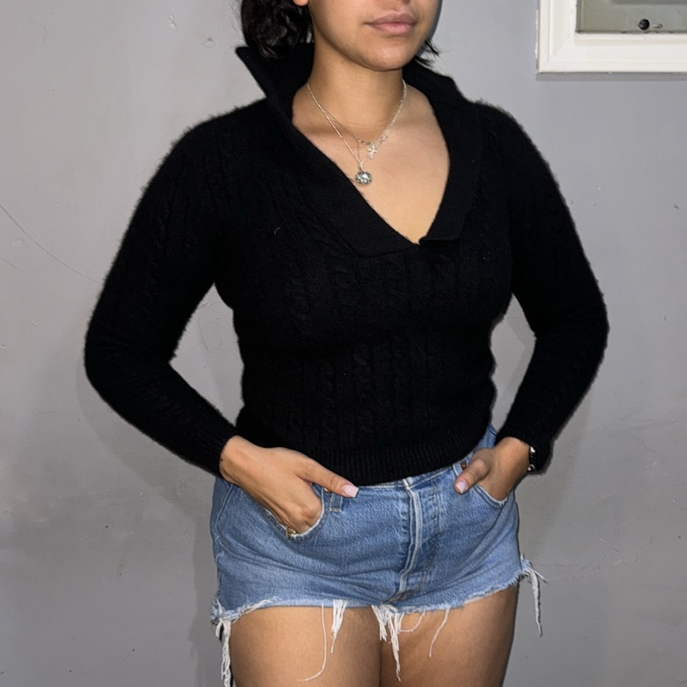 POLO RALPH LAUREN BLACK CASHMERE SWEATER - Picture 6 of 6